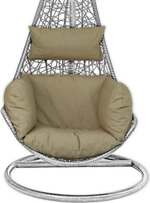 A hanging swing chair with cushions, presented against a white background.