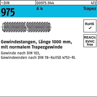 Produktbild von Gewindestange DIN 975 Trapezgewinde TR 24 x 5 x 1000mm A 4
