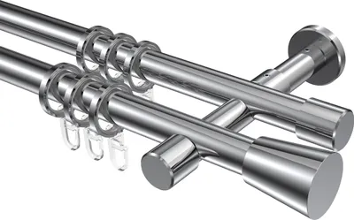 Produktbild von Interdeco Gardinenstange / Vorhangstange Chrom, Typ Prestige Sitra (Konus), 20 mm Ø 2-läufig, 360 cm