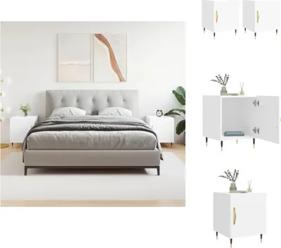 Obrázok produktu pre vidaXL Nočné stolíky 2 ks. Biele 40x40x50 cm Materiál na báze dreva - Nočné stolíky