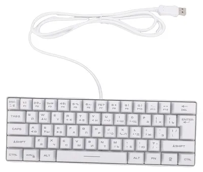 Produktbild von Russische mechanische Gaming-Tastatur, 61 Tasten, kompakt, RGB, kabelgebunden, Englisch, für Arbeit, Geschäftsreise, Weiß