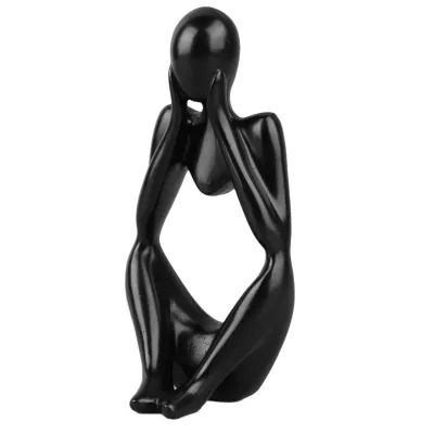 Immagine prodotto di Statua pensatore in resina, ornamento pensatore in resina, decorazione stile pensatore, statuetta pensatore da collezione, statuetta pensatore astratta, statuetta pensatore in resina