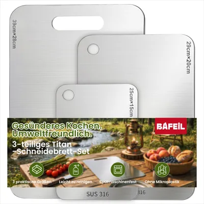 Schneidebrett-Set Edelstahl 316, 3 Größen, BPA-frei