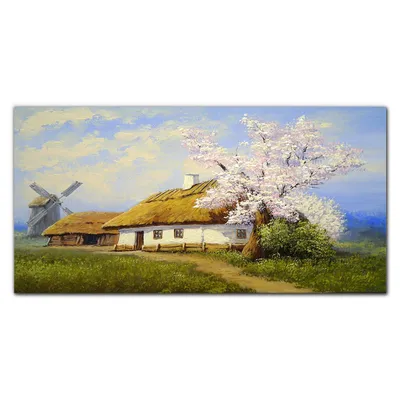 Produktbild von Coloray - Bild aus Glas - Glasbilder - 100 x 50 cm - Gehärtetes Glas Glasblock mit Bild Wohnzimmer Küche Dekoration Wanddekoration - Gemälde Dorfhütte