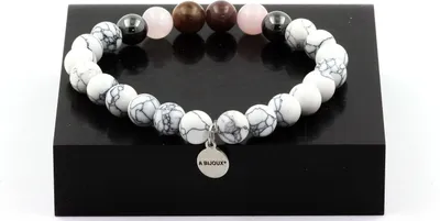 Immagine prodotto di Bracciale di perle di rubino di Mogok, Birmania, Myanmar + quarzo rosa + ematite + howlite 8 mm