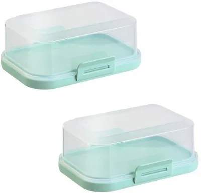 Zdjęcie produktu dla 2 sztuki plastikowych pojemników na masło, które można ustawiać jeden na drugim, bez BPA, wielofunkcyjne