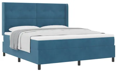 Produktbild von Boxspringbett mit Matratze mit Kopfteil Blau 180 x 200 cm Samt