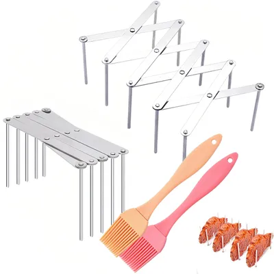 Obrázek produktu pro Držák na gril z nerezové oceli, 2 kusy, nastavitelný a výsuvný