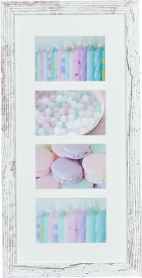 Produktbild von Bilderrahmen 28x54cm Weiß Braun 10x15cm 4 Fotos Shabby Chic Vintage Fotorahmen