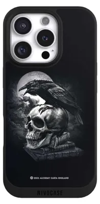Produktbild von NIVOCASE Handyhülle für Apple iPhone 16 Pro Hülle NIVOpure Case Schwarz Rabe Schädel Totenköpfe