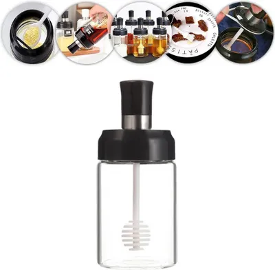 Produktbild von Glas Gewürz Flasche Gewürz Organizer Jar Würze Container Salz Zucker Pfeffer Oliver Öl Lagerung für Küche BBQ Werkzeuge, Honigstab, 250 ml