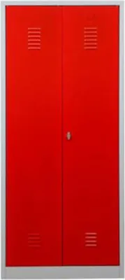 Produktbild von Garderobenspind Camel | 2-Fächer & 1-Schloss| HxBxT 180x80x50 cm | Vorhängeschloss | Grau-Rot