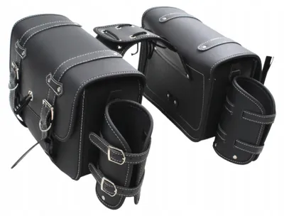 Produktbild von Kunstleder Motorrad-Satteltaschen mit Flaschenhaltern