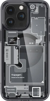 A schematic diagram of the internal components of an iPhone case, showing its structure and features.