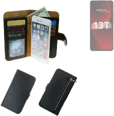 Produktbild von K-S-Trade Schutz Hülle kompatibel mit Xiaomi 13T Klapphülle Case Phone cover Slim Handytasche Handy Hülle schwarz aus Kunstleder (1 Stk)