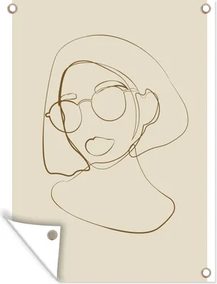 Produktbild von MuchoWow® 60x80 cm Outdoor-Poster Gartendeko Sichtschutz Garten Poster für den Garten  Frau - Linienkunst - Minimalismus