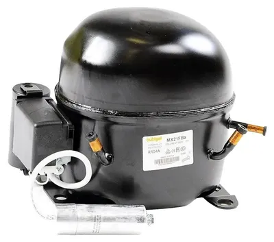 Produktbild von Kühlschrankkompressor, Metall- und Kunststoffkomponenten, 7/8 Zoll Anschlussgröße, kompatibel mit R404A-Systemen, Betrieb mit niedrigem Rückdruck, 115V Stromversorgung