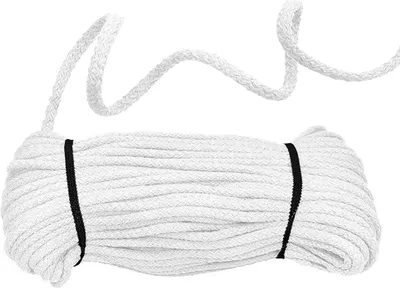 Geflochtene Baumwollkordel 8 mm in Weiß – 50m Rolle Baumwoll-Schnur für Bekleidung und Handarbeiten.