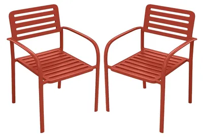 Produktbild von Set aus 2 klappbaren Gartenstühlen aus Metall – Terracotta – NILY von MYLIA