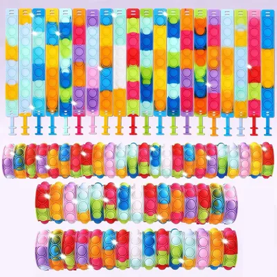 Productafbeelding van Poparmbandpakket - Set van 72 - Vullers voor verjaardagsfeestjes - Decompressiepolsband voor autistische en Adhd