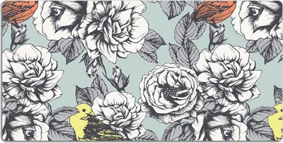 Produktbild von Schreibtischmatte Tischunterlage 100x50 cm Mauspad - Rosen und Vögel