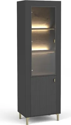 Produktbild von BETTSO LED-Glasvitrine für Wohnzimmer MOSSA Schwarz