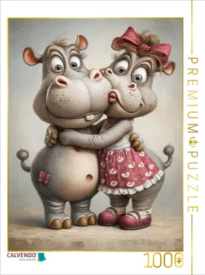 Produktbild von CALVENDO Puzzle Nilpferd - Liebe | 1000 Teile Lege-Größe 64x48cm Foto-Puzzle für glückliche Stunden