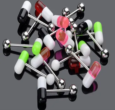 Produktbild von 10 Stück Uni Acryl Pille Zunge Barbell Nippel Ring Stud Body Piercing Schmuck