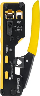 Obrázek produktu pro Krimpovací kleště PASS-THROUGH RJ45 Cat.5 Cat.6 Cat.7 8pínové a RJ12 6pínové REBEL RB-1006