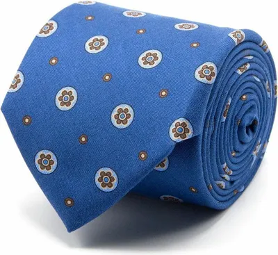Produktbild von Herren Krawatte aus Shantung-Seide mit zartem Blumenmuster, blau