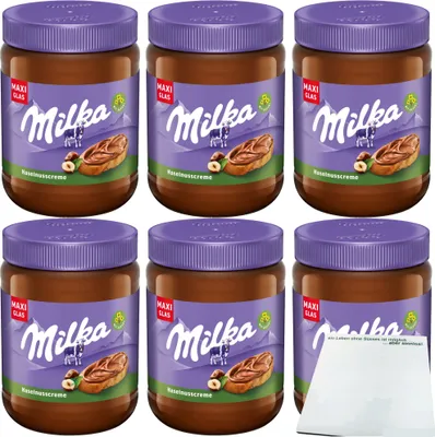 Produktbild von milka Haselnusscreme Brotaufstrich 6er Pack (6x600g MAXI Glas) + usy Block