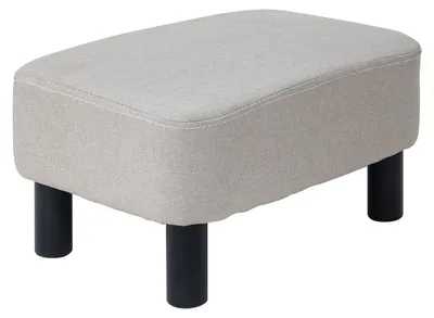 Image de Repose-pied en cuir moderne - Ottoman confortable avec pieds en bois