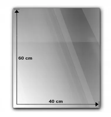A rectangular glass plate with dimensions indicated.