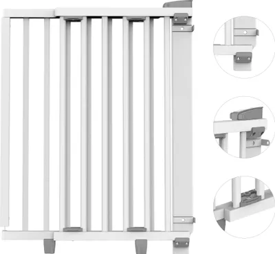 Produktbild von GEUTHER® Türschutzgitter für große Türen Oris | Kinderschutzgitter verstellbar in Weiß | Treppenschutzgitter zum Bohren | Breite: 78,5-133 cm