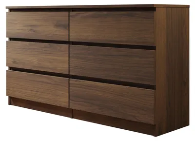 Produktbild von MIRJAN24 Kommode Malwa M6 140, Stilvoll Sideboard mit 6 Schubladen, Schlafzimmer Highboard, Modern Kollektion (Nuss Warmia), KI-generiertes Bild