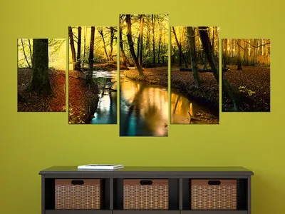 Immagine prodotto di Immagine acustica foresta natura 200x100 cm immagini schiuma acustica ad alte prestazioni fonoassorbente isolamento acustico tela 5 pezzi parete immagine stanza acustica isolamento acustico c-A-0064-b-p
