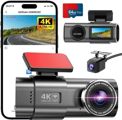 Image de Caméra embarquée avec objectif grand angle - Full HD - Double caméra - Vision nocturne - Détecteur de mouvement - Mode stationnement - Enregistrement en boucle