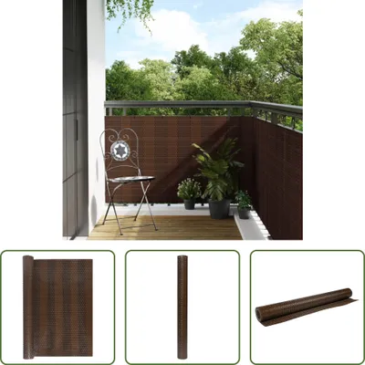 Produktbild von The Living Store Balkon-Sichtschutz Braun und Schwarz 1000x80 cm Poly Rattan