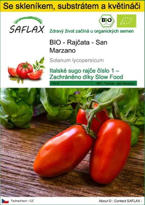 Obrázek produktu pro SAFLAX Kultivační sada - BIO - Rajčata - San Marzano - Solanum lycopersicum - 15 Semena - S mini skleníkem, pěstebním substrátem a 2 květináči