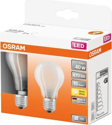 Image de Led Std Full Glass 4w E27 Blanc Chaud Boite 2 - Osram