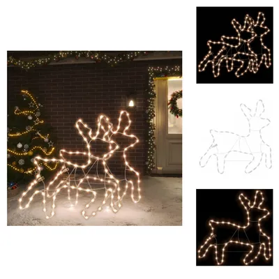 Productafbeelding van vidaXL LED-rentiersilhouetten, 2 stuks, warm wit licht, 57x55x4,5 cm - Kerstverlichting