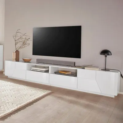 Produktbild von Moderne TV-Bank 260x43cm Wohnzimmer Wand Schrank weiß glänzend More