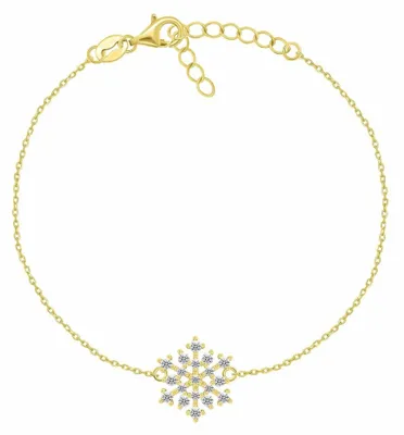 Produktbild von Vergoldetes Armband mit Zirkonen Snowflake BRC253Y