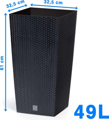 Zdjęcie produktu dla Doniczka wysoka z wkładem antracytowa RATO SQUARE DRTS325-S433