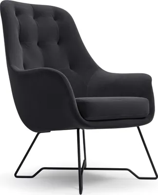 Produktbild von Masseno Polstersessel SEDUTA, Modern Loungesessel ergonomisch, Velours-Stoff Schwarz