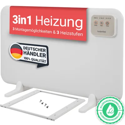 Produktbild von Heidenfeld 3in1 Tischheizung HF-TH120 | Infrarot Heizung Schreibtisch - Heizstrahler für Büro & Camping - LED Display - Tischheizer - Timer - 120 Watt