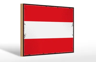Produktbild von Holzschild Flagge Österreich 30x20cm Retro Flag of Austria