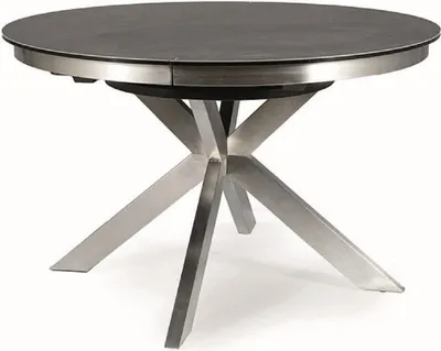 Produktbild von Casa Padrino Designer Esstisch Grau / Silber 120-160 x 120 x H. 76 cm - Ausziehbarer Esszimmertisch mit Glaskeramik Tischplatte und Edelstahl Beinen - Küchen Möbel - Designer Esszimmer Möbel