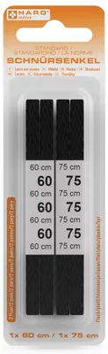 Obrázok produktu pre Šnúrky do topánok HARO Standard, ploché, 600 / 750 mm, čierne, 2 páry