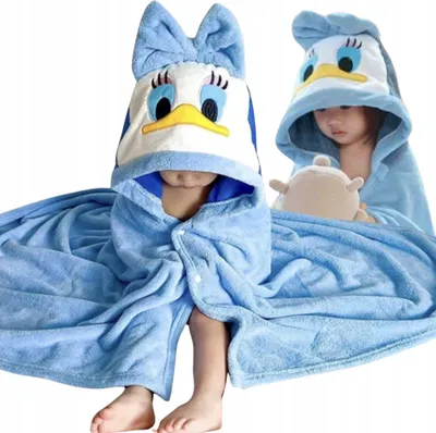 Zdjęcie produktu dla Ręcznik kąpielowy z kapturem 70x140 cm dla dzieci – miękkie ponczo po kąpieli, szybkoschnące okrycie na plażę, basen, do domu i przedszkola